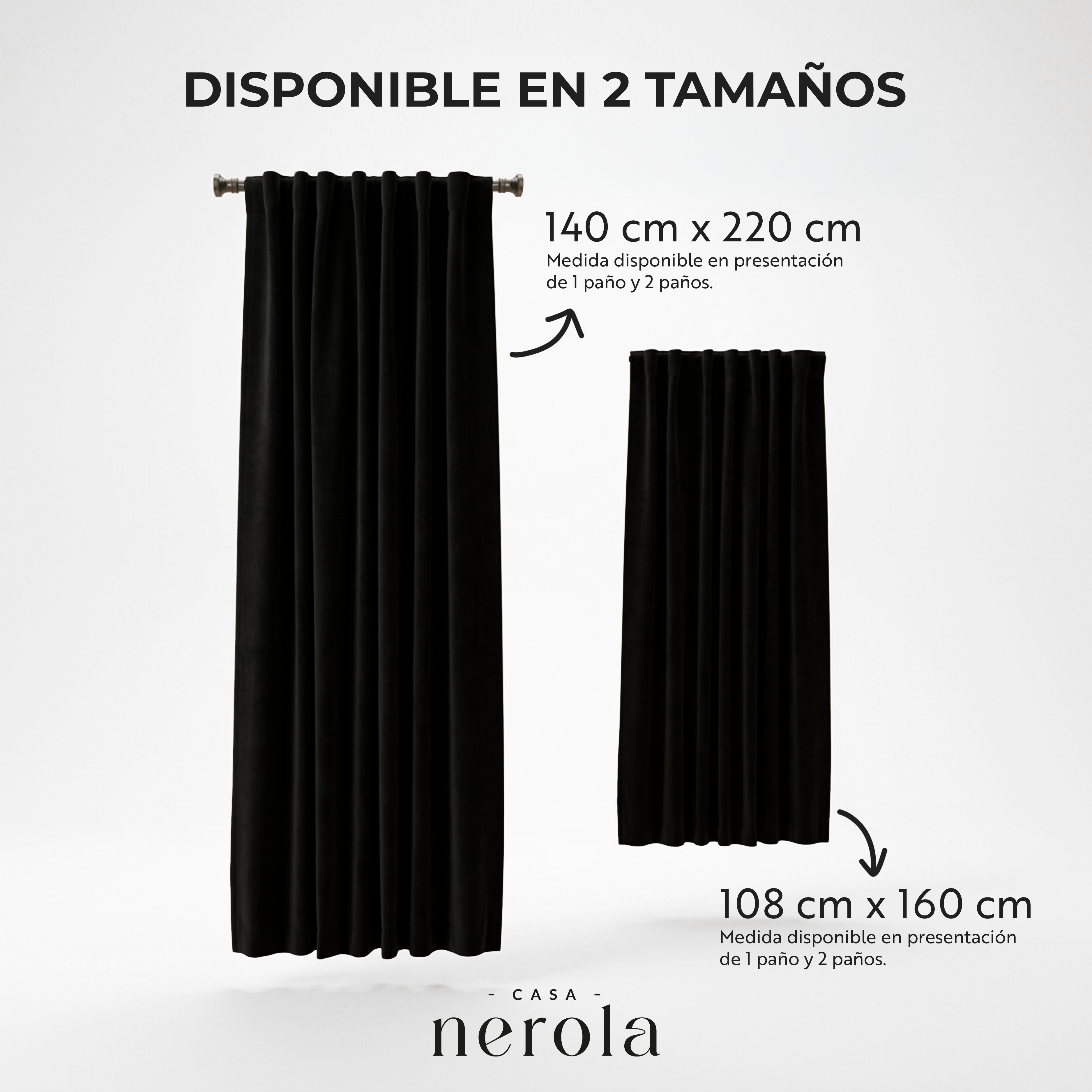 Cortina blackout de 1 paño: tabla de medidas